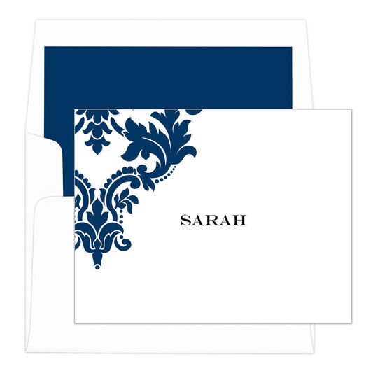 Damask Scroll Folded Note Cards